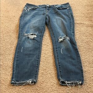 Judy Blue Distressed Ankle Jeans in Dark Blue - Size 15/32